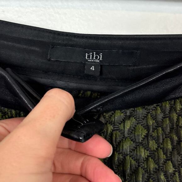 Tibi Snake Animal Print Leather Trim Ankle Cropped Pants 4 - Picture 5 of 5